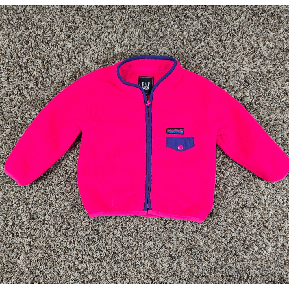 Vtg Baby Gap Sz 18-24M Zip Up Arctic Fleece Reissue Sherpa Fleece Jacket Pink